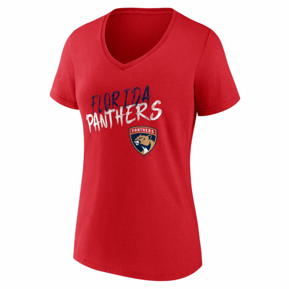 Florida Panthers Women's Hustle Personalized Name & Number V-Neck T-Shirt - Red | US 203921041
