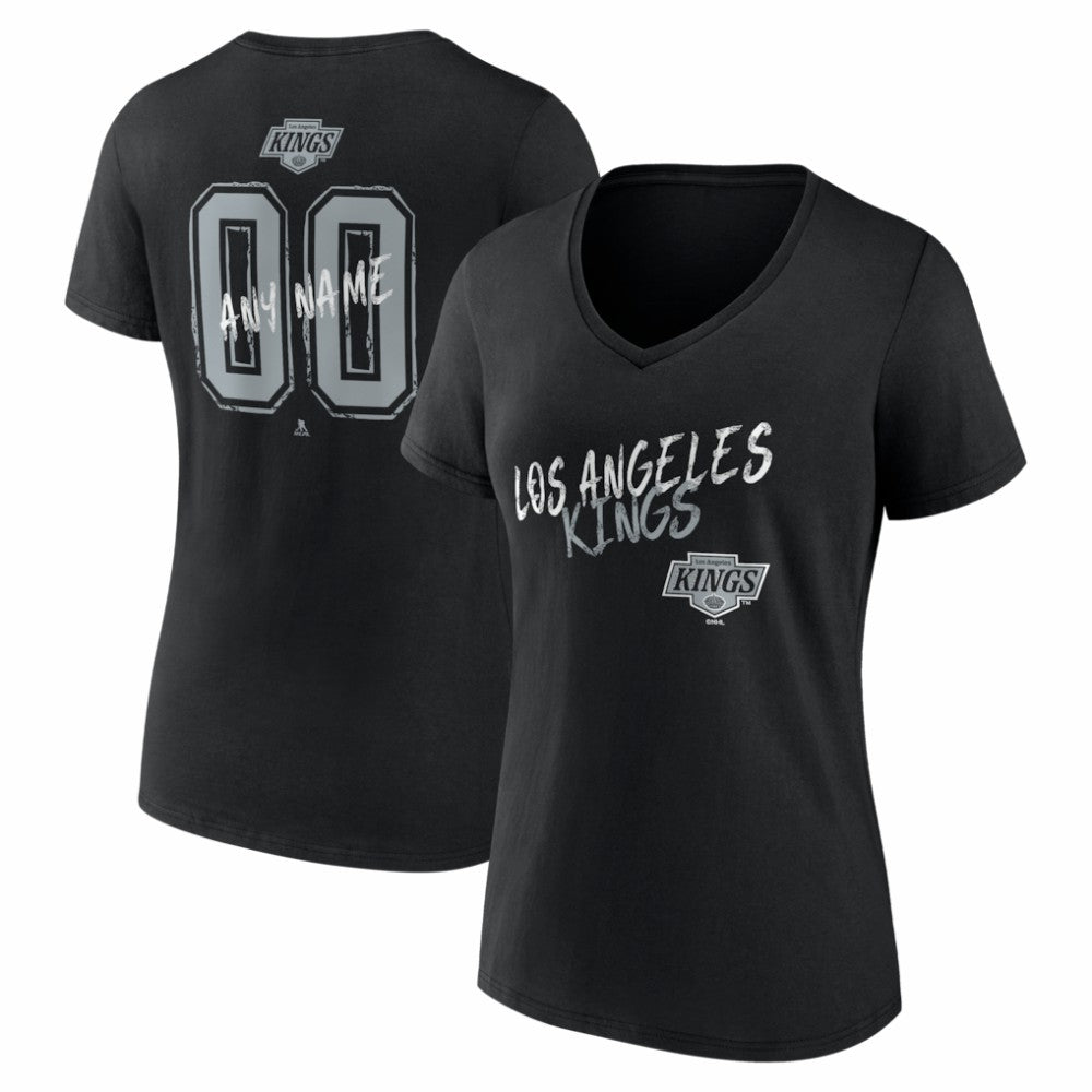 Los Angeles Kings Women's Hustle Personalized Name & Number V-Neck T-Shirt - Black | US 203921047