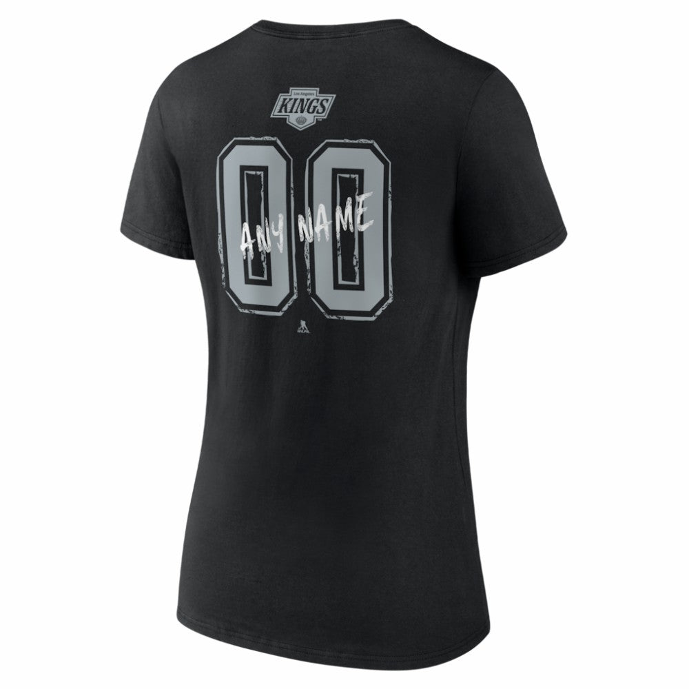 Los Angeles Kings Women's Hustle Personalized Name & Number V-Neck T-Shirt - Black | US 203921047