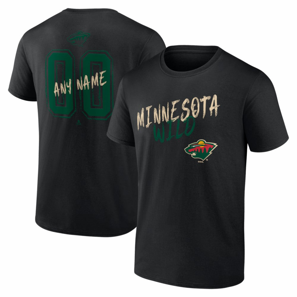 Minnesota Wild Big & Tall Hustle Personalized Name & Number T-Shirt - Black | US 203921049