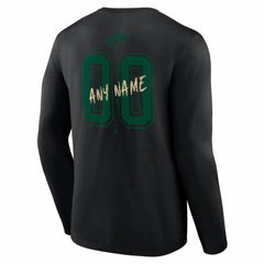 Minnesota Wild Hustle Personalized Name & Number Long Sleeve T-Shirt - Black | US 203921050