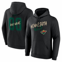 Minnesota Wild Hustle Personalized Name & Number Hoodie - Black | US 203921051