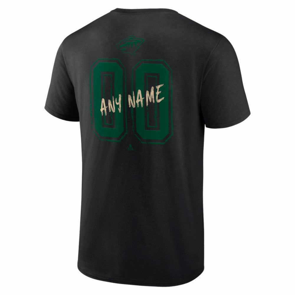 Minnesota Wild Hustle Personalized Name & Number T-Shirt - Black | US 203921052