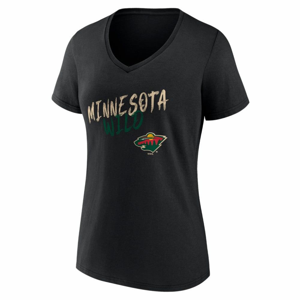 Minnesota Wild Women's Hustle Personalized Name & Number V-Neck T-Shirt - Black | US 203921053