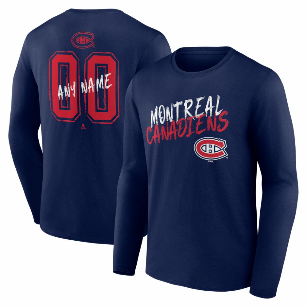 Montreal Canadiens Hustle Personalized Name & Number Long Sleeve T-Shirt - Navy | US 203921056