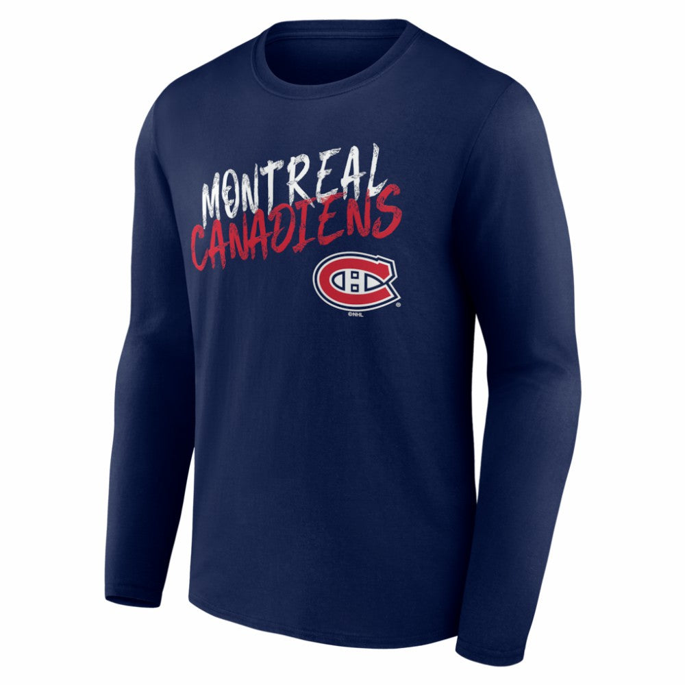 Montreal Canadiens Hustle Personalized Name & Number Long Sleeve T-Shirt - Navy | US 203921056