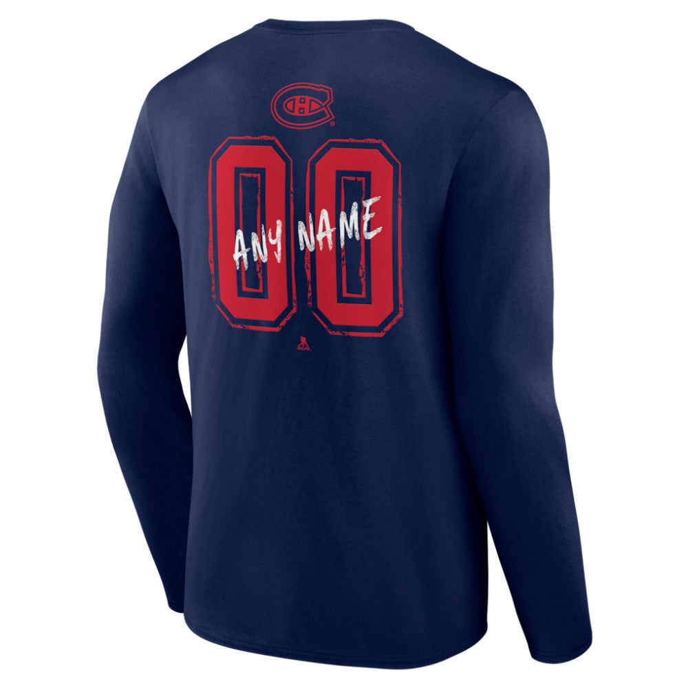 Montreal Canadiens Hustle Personalized Name & Number Long Sleeve T-Shirt - Navy | US 203921056