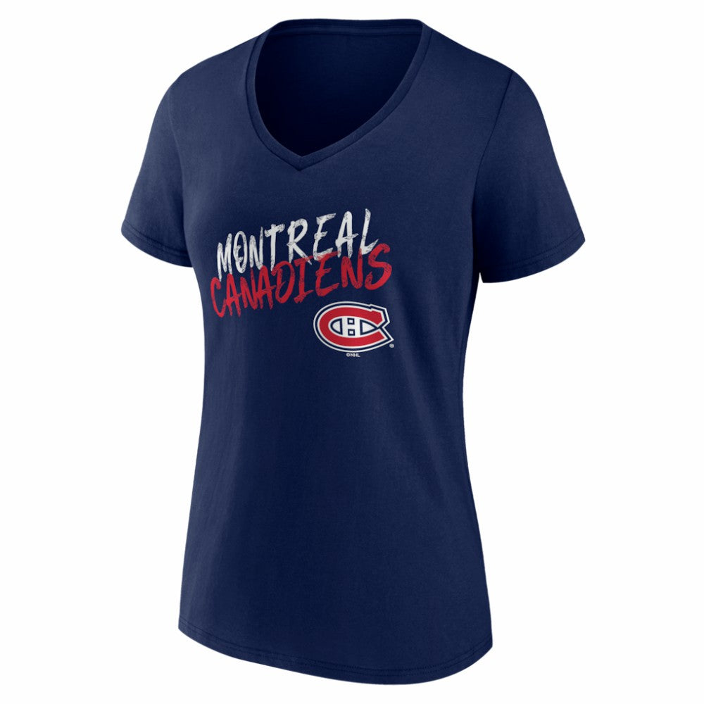 Montreal Canadiens Women's Hustle Personalized Name & Number V-Neck T-Shirt - Navy | US 203921059