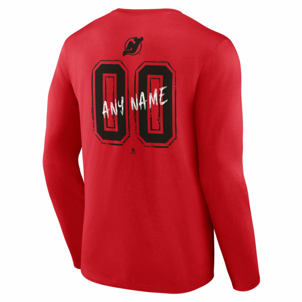 New Jersey Devils Hustle Personalized Name & Number Long Sleeve T-Shirt - Red | US 203921067