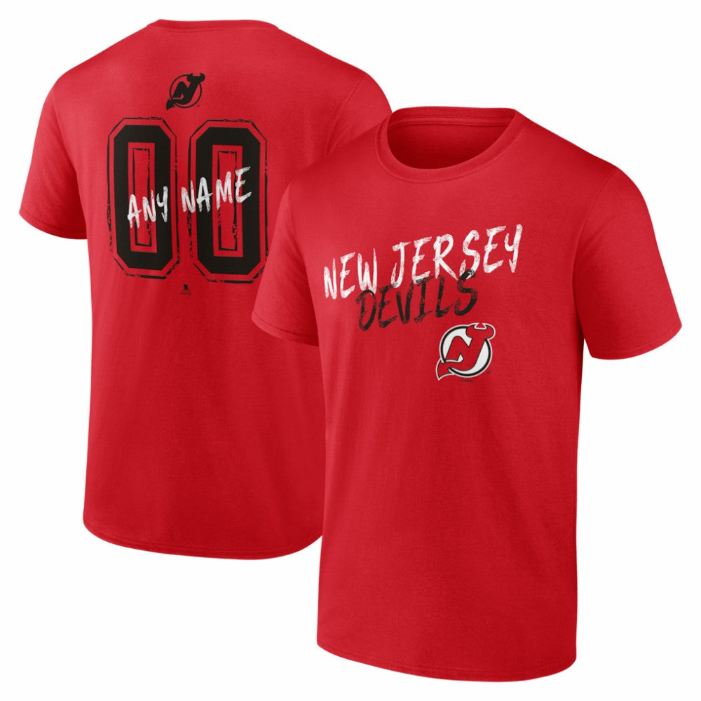 New Jersey Devils Hustle Personalized Name & Number T-Shirt - Red | US 203921069