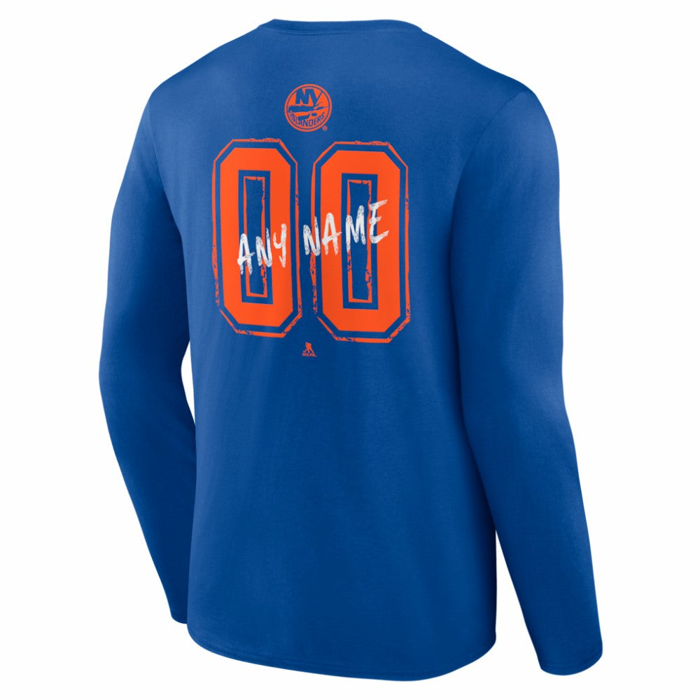 New York Islanders Hustle Personalized Name & Number Long Sleeve T-Shirt - Royal | US 203921073