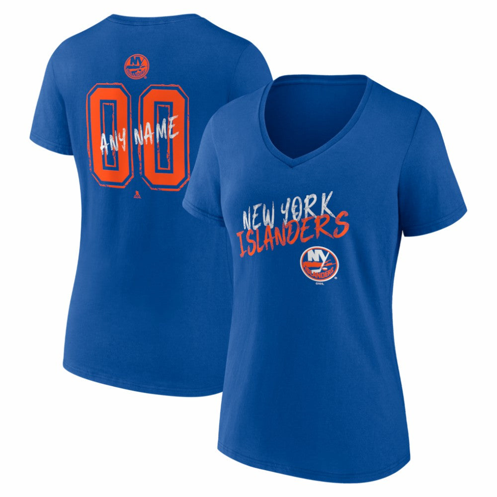New York Islanders Women's Hustle Personalized Name & Number V-Neck T-Shirt - Royal | US 203921075