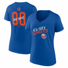 New York Islanders Women's Hustle Personalized Name & Number V-Neck T-Shirt - Royal | US 203921075