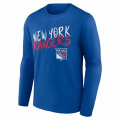 New York Rangers Hustle Personalized Name & Number Long Sleeve T-Shirt - Blue | US 203921077