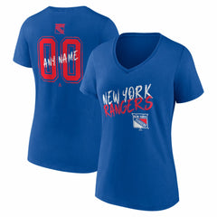 New York Rangers Women's Hustle Personalized Name & Number V-Neck T-Shirt - Blue | US 203921079