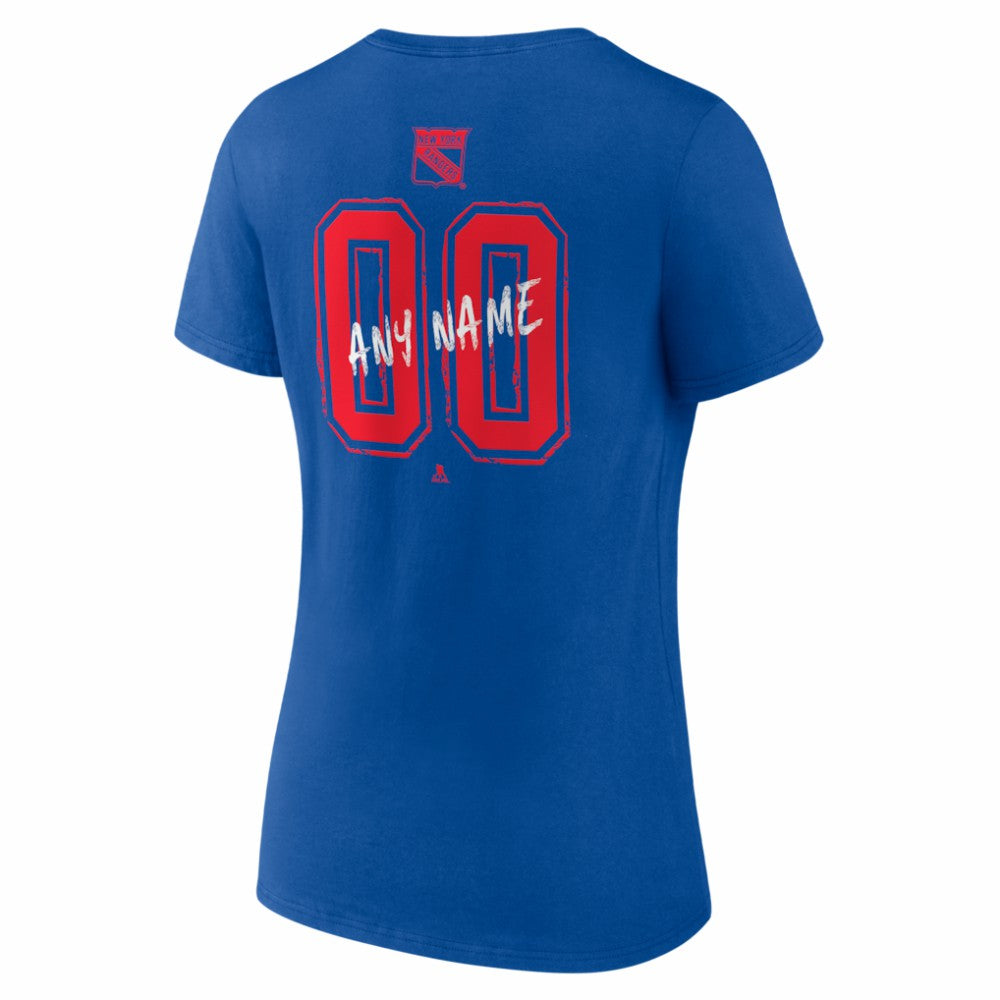 New York Rangers Women's Hustle Personalized Name & Number V-Neck T-Shirt - Blue | US 203921079