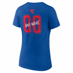 New York Rangers Women's Hustle Personalized Name & Number V-Neck T-Shirt - Blue | US 203921079