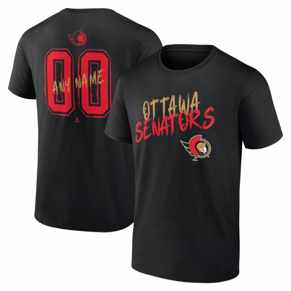 Ottawa Senators Hustle Personalized Name & Number T-Shirt - Black | US 203921084