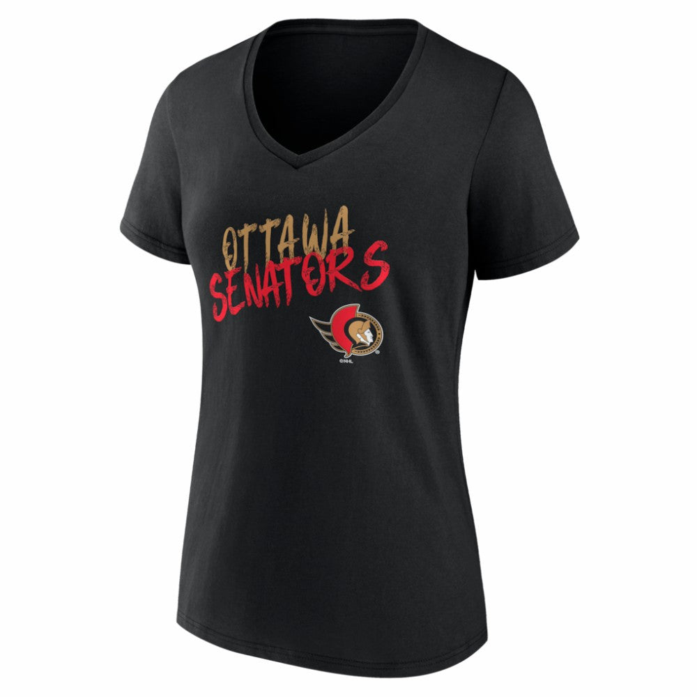 Ottawa Senators Women's Hustle Personalized Name & Number V-Neck T-Shirt - Black | US 203921085
