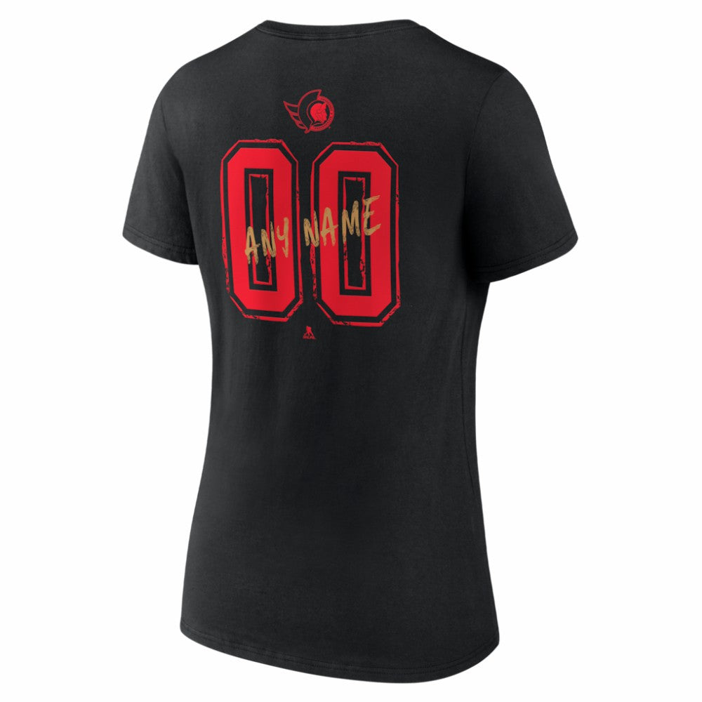 Ottawa Senators Women's Hustle Personalized Name & Number V-Neck T-Shirt - Black | US 203921085