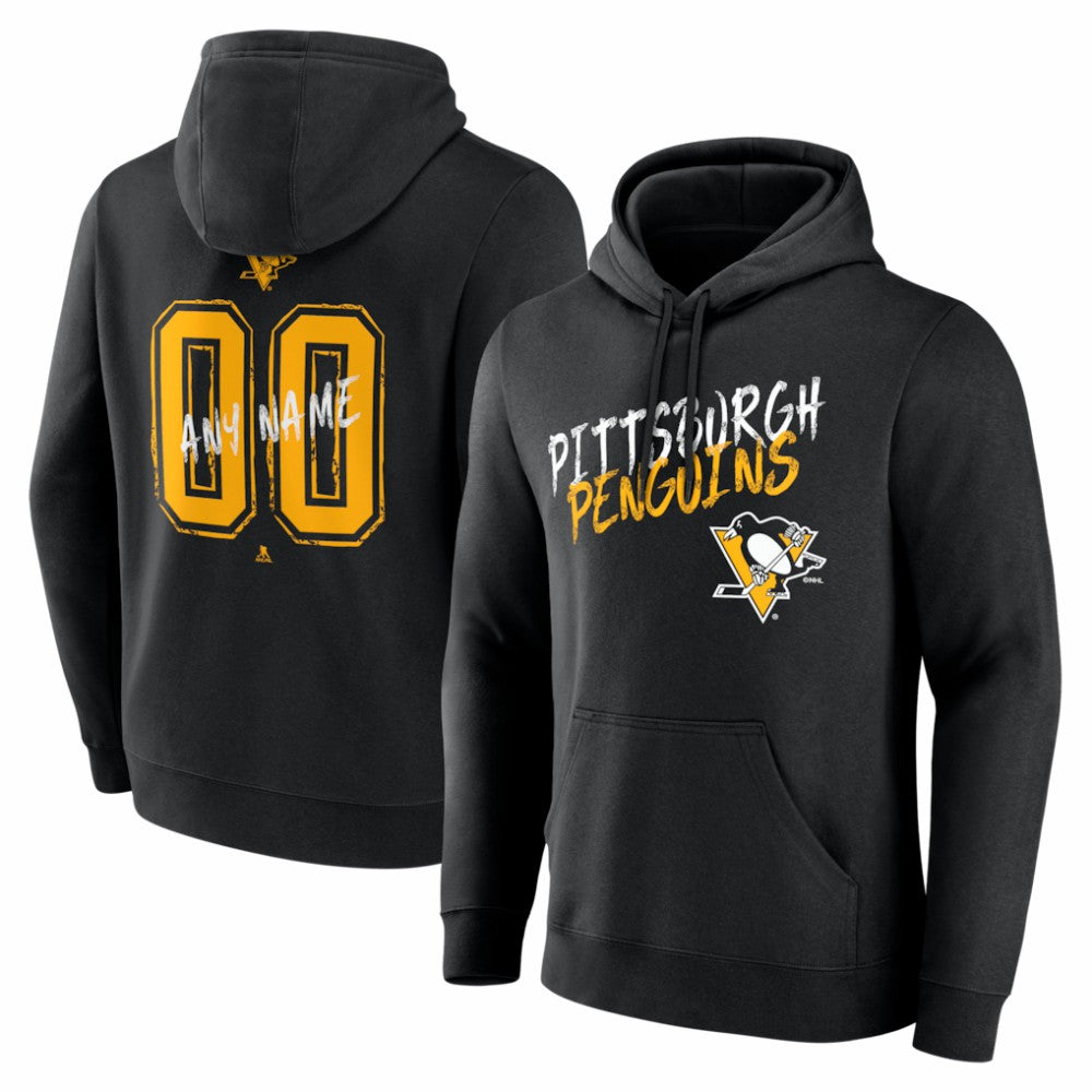 Pittsburgh Penguins Big & Tall Hustle Personalized Name & Number Hoodie - Black | US 203921092