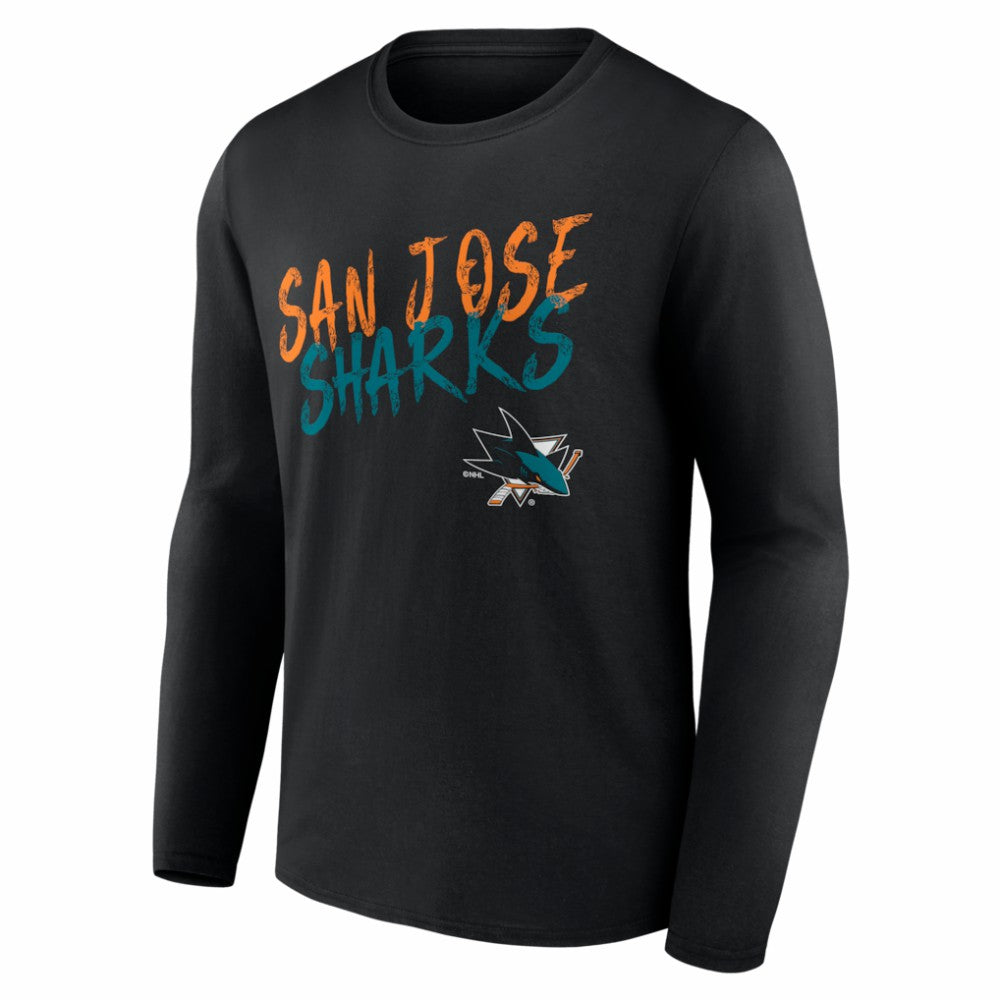 San Jose Sharks Hustle Personalized Name & Number Long Sleeve T-Shirt - Black | US 203921100