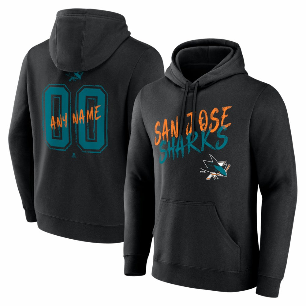 San Jose Sharks Hustle Personalized Name & Number Hoodie - Black | US 203921101
