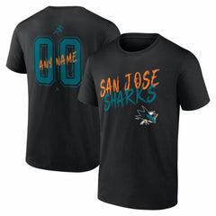 San Jose Sharks Hustle Personalized Name & Number T-Shirt - Black | US 203921102