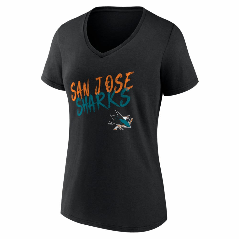 San Jose Sharks Women's Hustle Personalized Name & Number V-Neck T-Shirt - Black | US 203921103