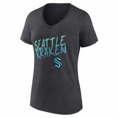 Seattle Kraken Women's Hustle Personalized Name & Number V-Neck T-Shirt - Charcoal | US 203921108