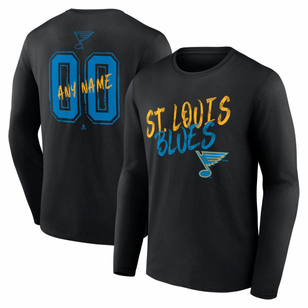 St. Louis Blues Hustle Personalized Name & Number Long Sleeve T-Shirt - Black | US 203921111