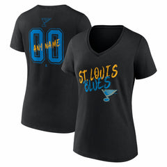St. Louis Blues Women's Hustle Personalized Name & Number V-Neck T-Shirt - Black | US 203921114