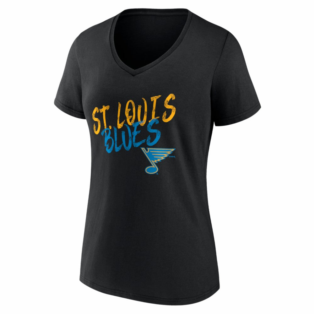 St. Louis Blues Women's Hustle Personalized Name & Number V-Neck T-Shirt - Black | US 203921114