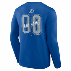 Tampa Bay Lightning Hustle Personalized Name & Number Long Sleeve T-Shirt - Blue | US 203921116