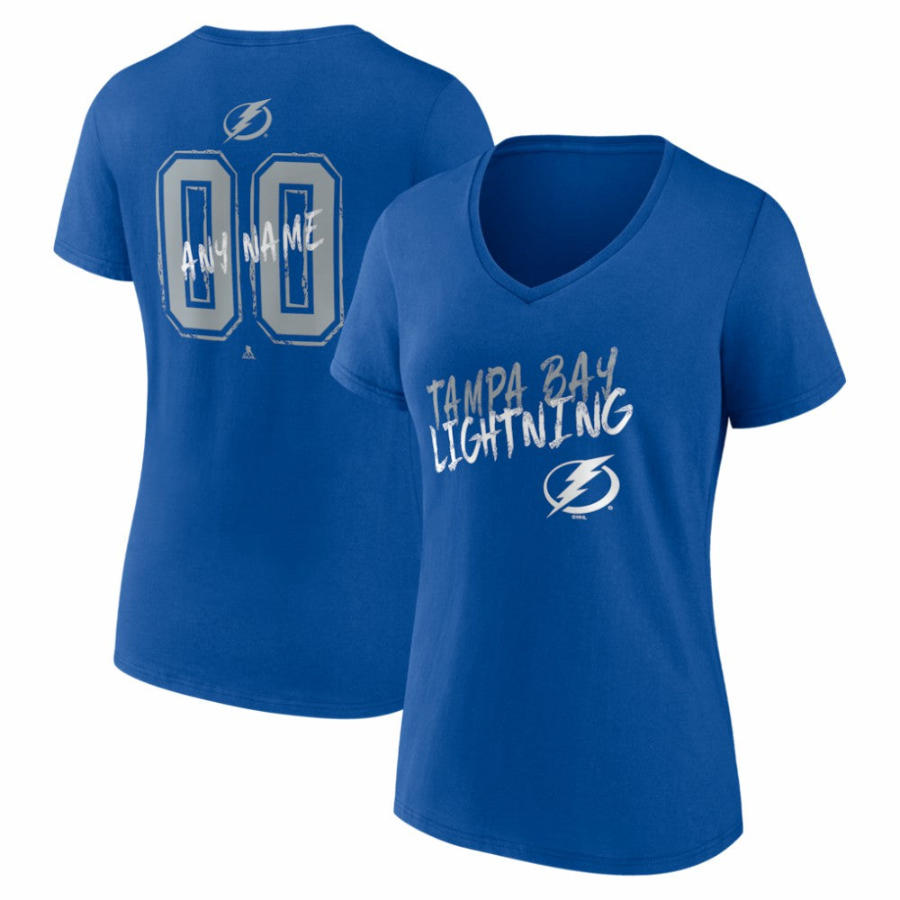 Tampa Bay Lightning Women's Hustle Personalized Name & Number V-Neck T-Shirt - Blue | US 203921118