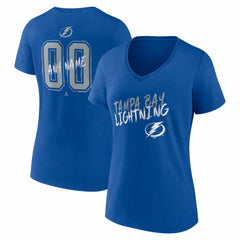 Tampa Bay Lightning Women's Hustle Personalized Name & Number V-Neck T-Shirt - Blue | US 203921118