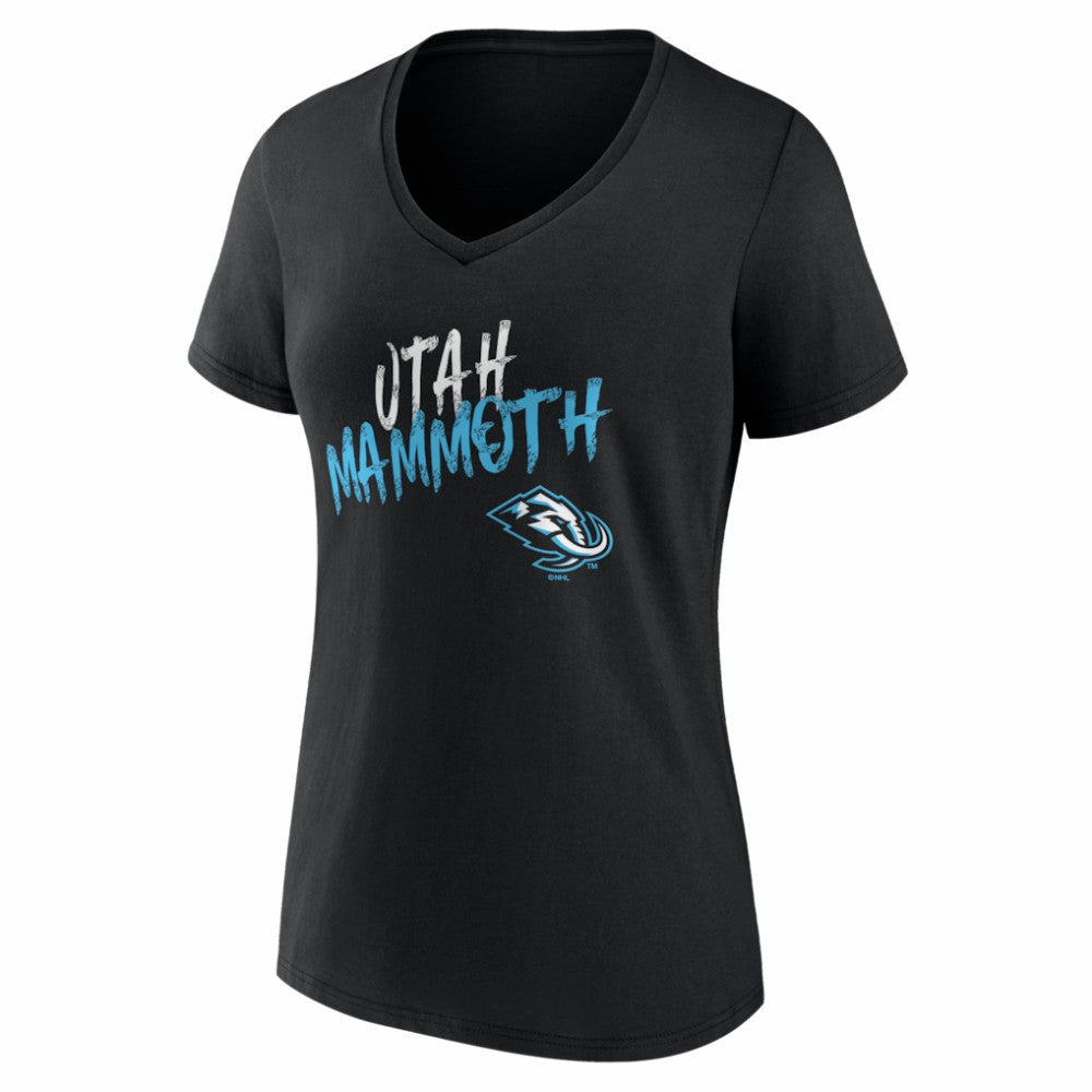 Utah Mammoth Women's Hustle Personalized Name & Number V-Neck T-Shirt - Black | US 203921128