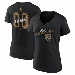 Vegas Golden Knights Women's Hustle Personalized Name & Number V-Neck T-Shirt - Black | US 203921135