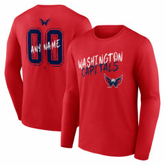 Washington Capitals Hustle Personalized Name & Number Long Sleeve T-Shirt - Red | US 203921137
