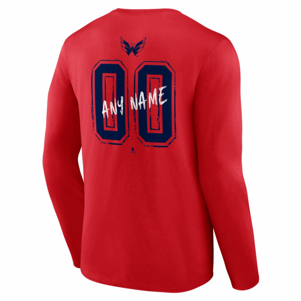 Washington Capitals Hustle Personalized Name & Number Long Sleeve T-Shirt - Red | US 203921137