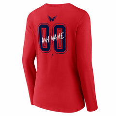 Washington Capitals Women's Hustle Personalized Name & Number Long Sleeve V-Neck T-Shirt - Red | US 203921140