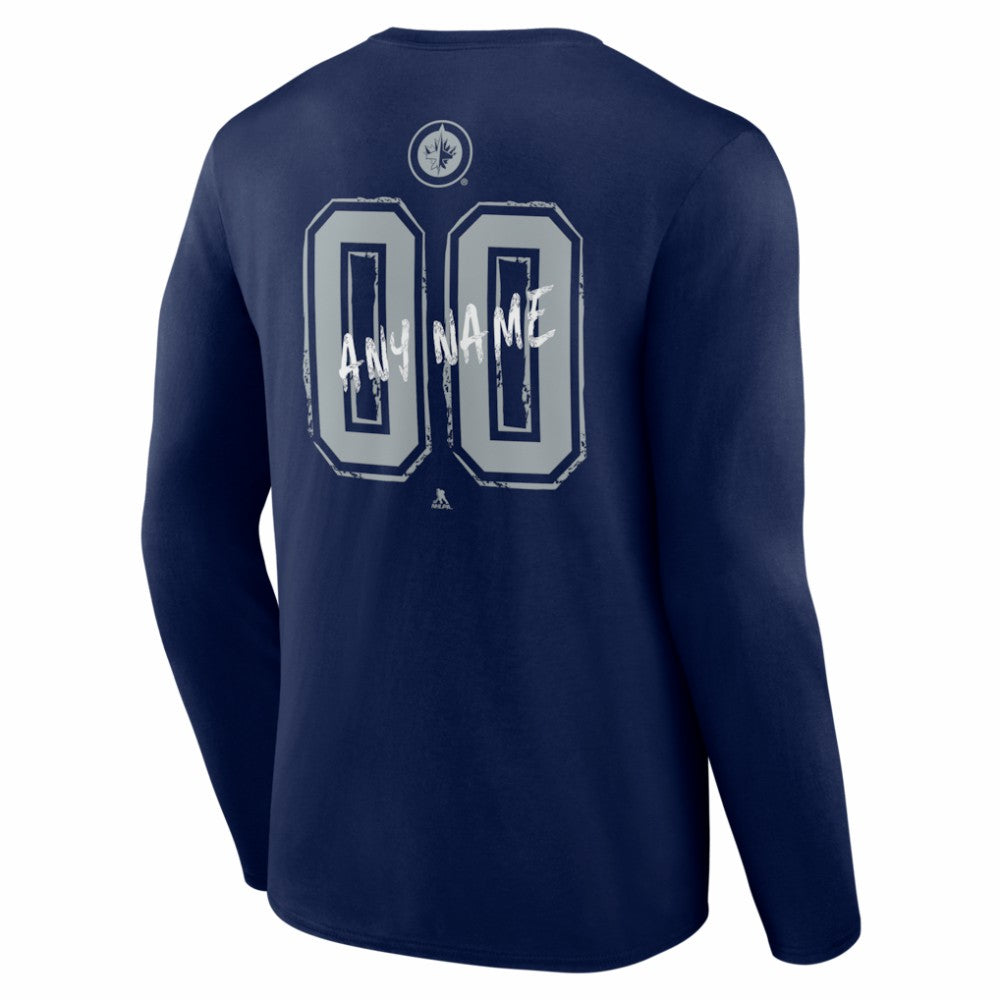Winnipeg Jets Hustle Personalized Name & Number Long Sleeve T-Shirt - Navy | US 203921144