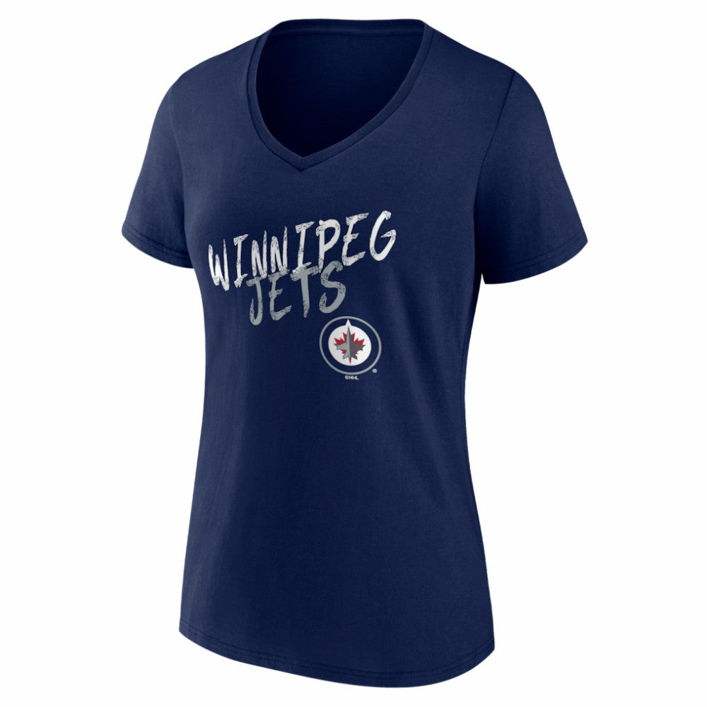 Winnipeg Jets Women's Hustle Personalized Name & Number V-Neck T-Shirt - Navy | US 203921147