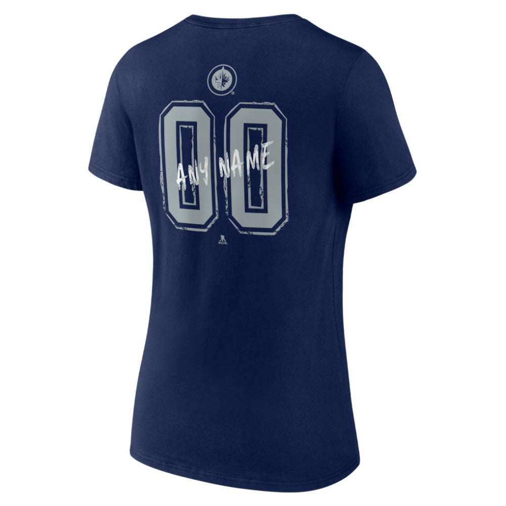 Winnipeg Jets Women's Hustle Personalized Name & Number V-Neck T-Shirt - Navy | US 203921147