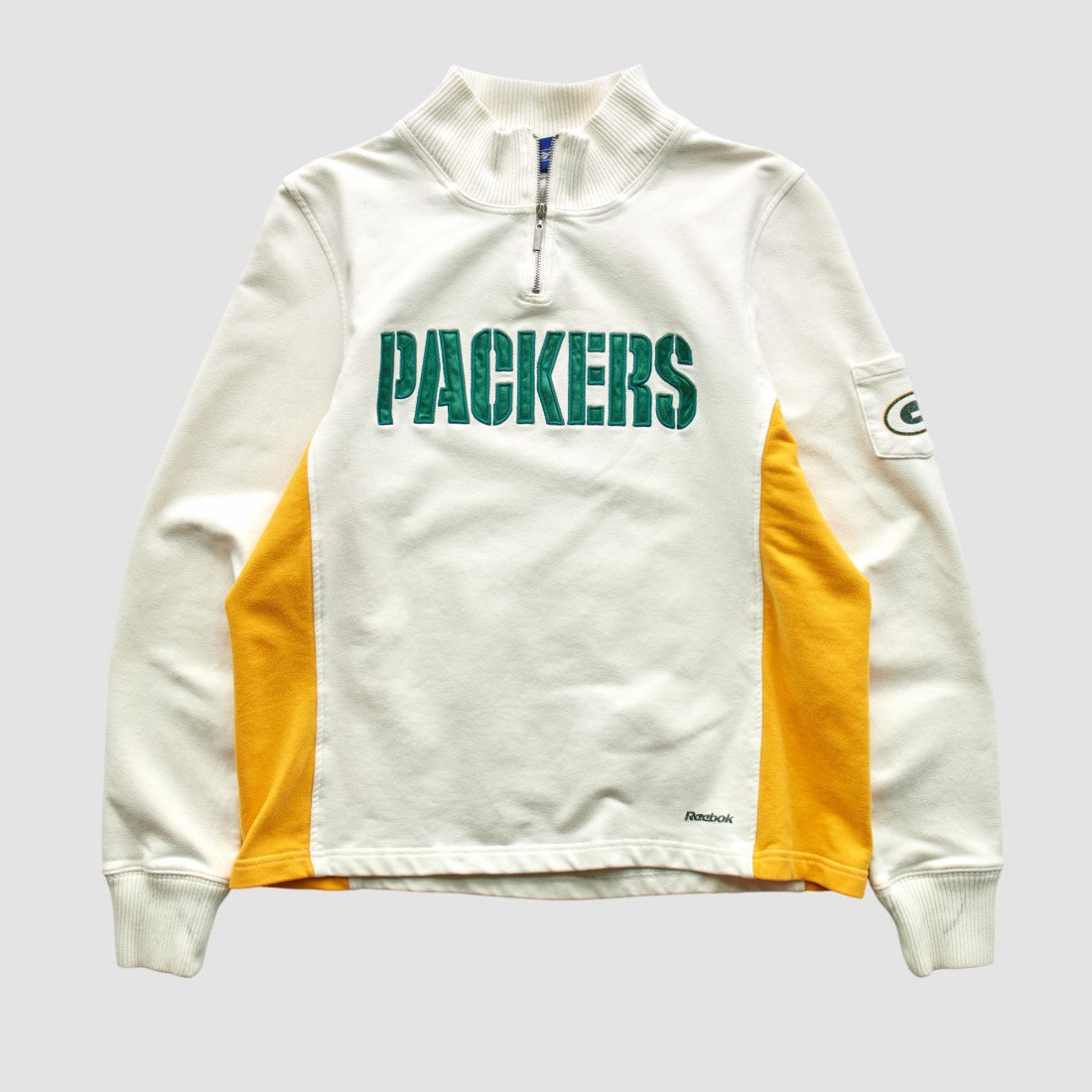 Green Bay Packers Reebok 2000s 1/4 Zip Sweatshirt - White Sweatshirts