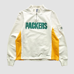 Green Bay Packers Reebok 2000s 1/4 Zip Sweatshirt - White Sweatshirts
