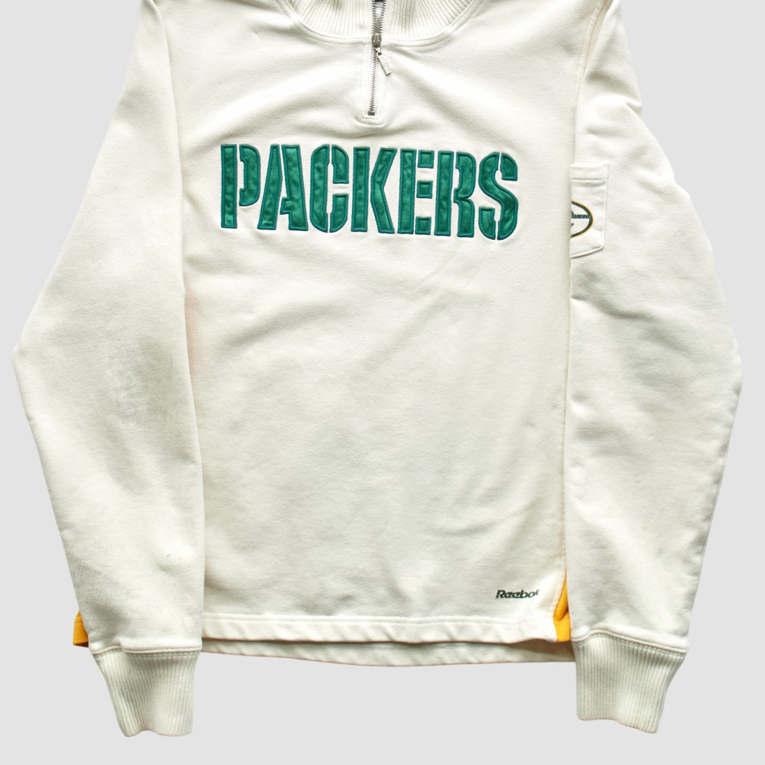Green Bay Packers Reebok 2000s 1/4 Zip Sweatshirt - White Sweatshirts