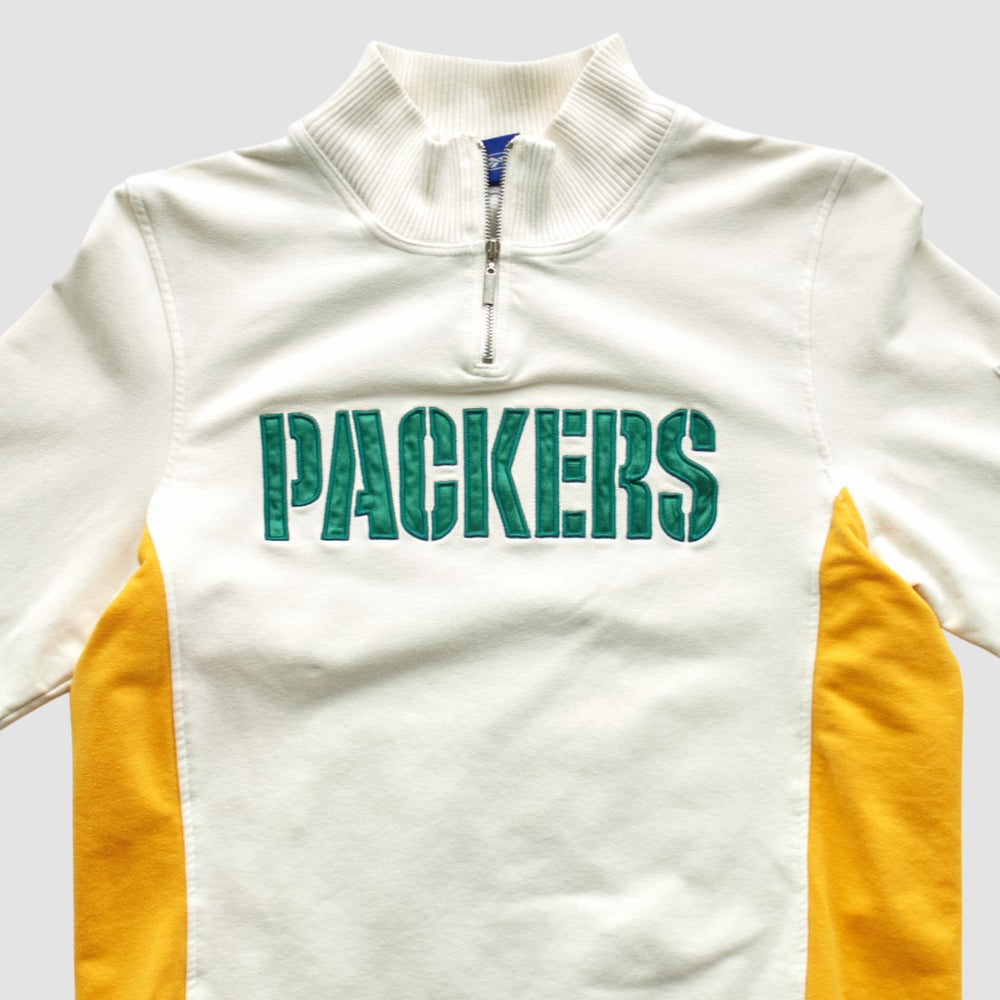 Green Bay Packers Reebok 2000s 1/4 Zip Sweatshirt - White Sweatshirts