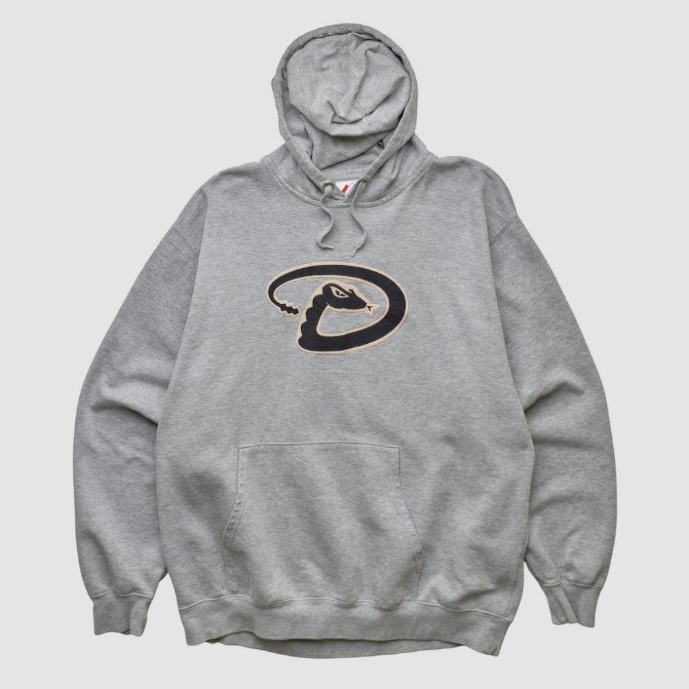 Arizona Diamondbacks Majestic 2000s Hooded Pullover Sweatshirt - Heather Gray - Vintage Pullover