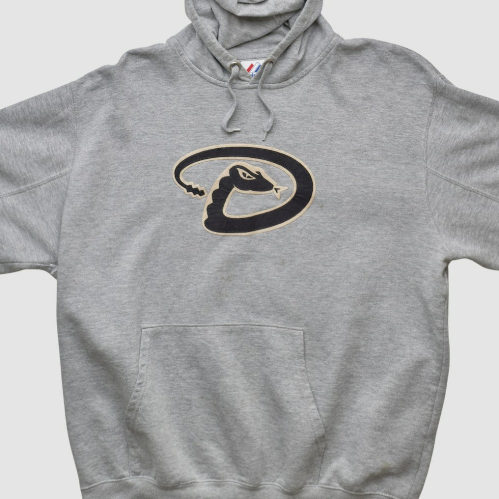 Arizona Diamondbacks Majestic 2000s Hooded Pullover Sweatshirt - Heather Gray - Vintage Pullover